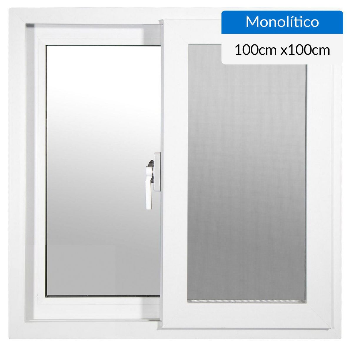 HOLZTEK - Ventana PVC Corredera 100x100 cm Vidrio Monolítico blanco