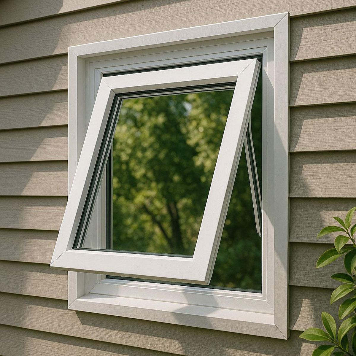 HOLZTEK - Ventana PVC Proyectante 60x120 cm Vidrio Termopanel Blanco