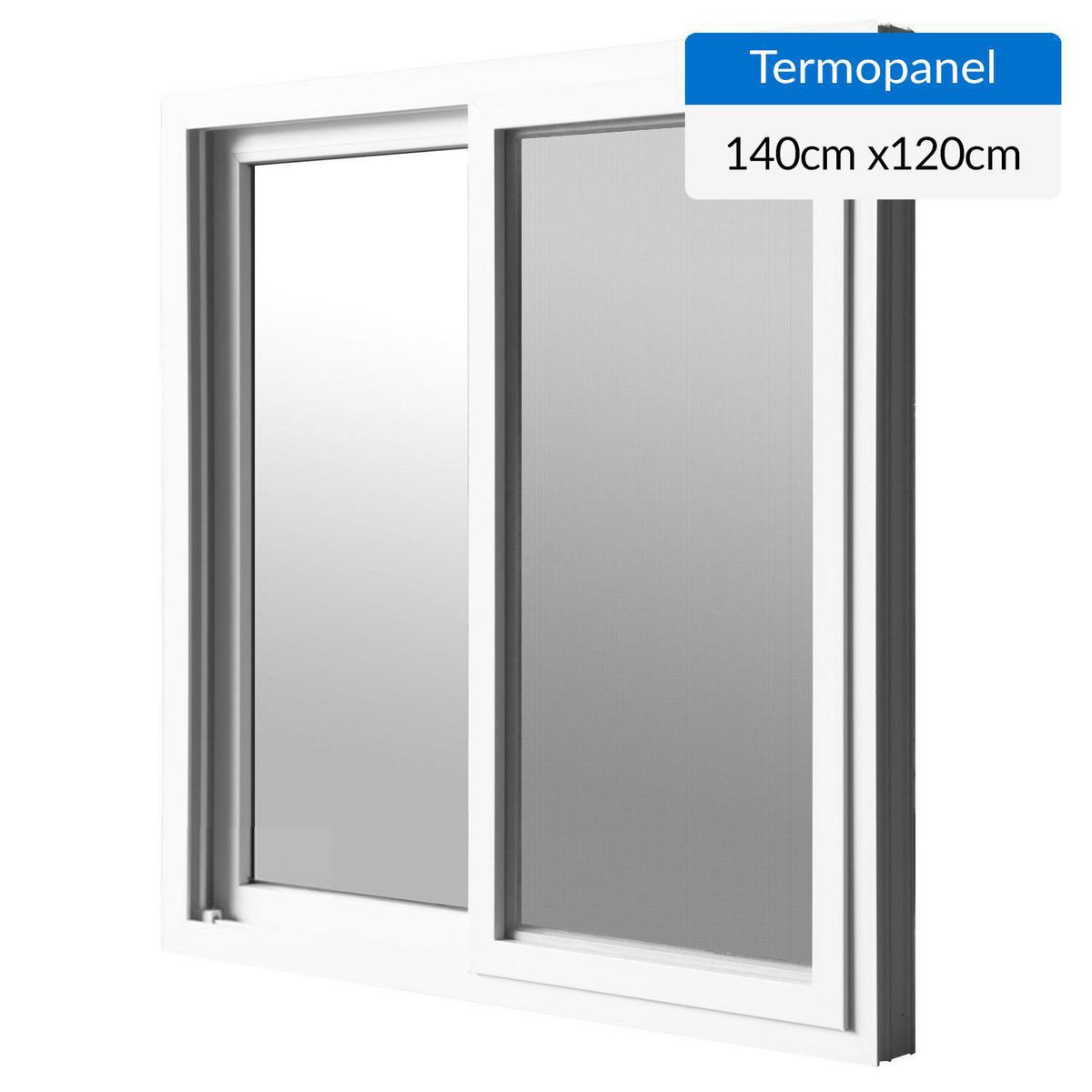 HOLZTEK - Ventana PVC Corredera 140x120 cm Vidrio Termopanel Blanco
