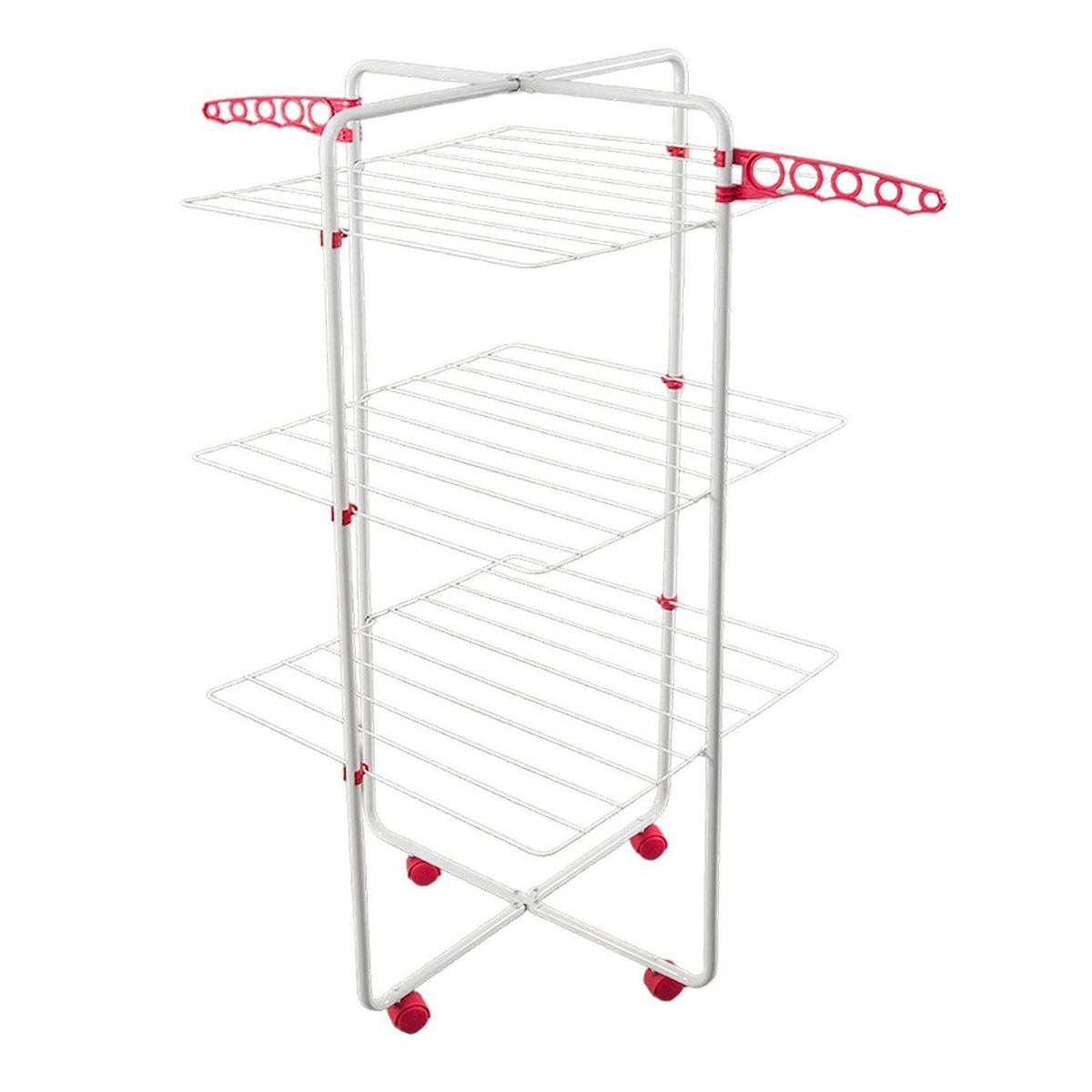 JENNY HOME - Tendedero de Ropa Tipo T 3 Bandejas Plegable Acero 62x130x62 cm Blanco