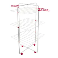 JENNY HOME - Tendedero de Ropa Tipo T 3 Bandejas Plegable Acero 62x130x62 cm Blanco