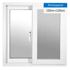 HOLZTEK - Ventana PVC Corredera 120x120 cm Vidrio Termopanel Blanco