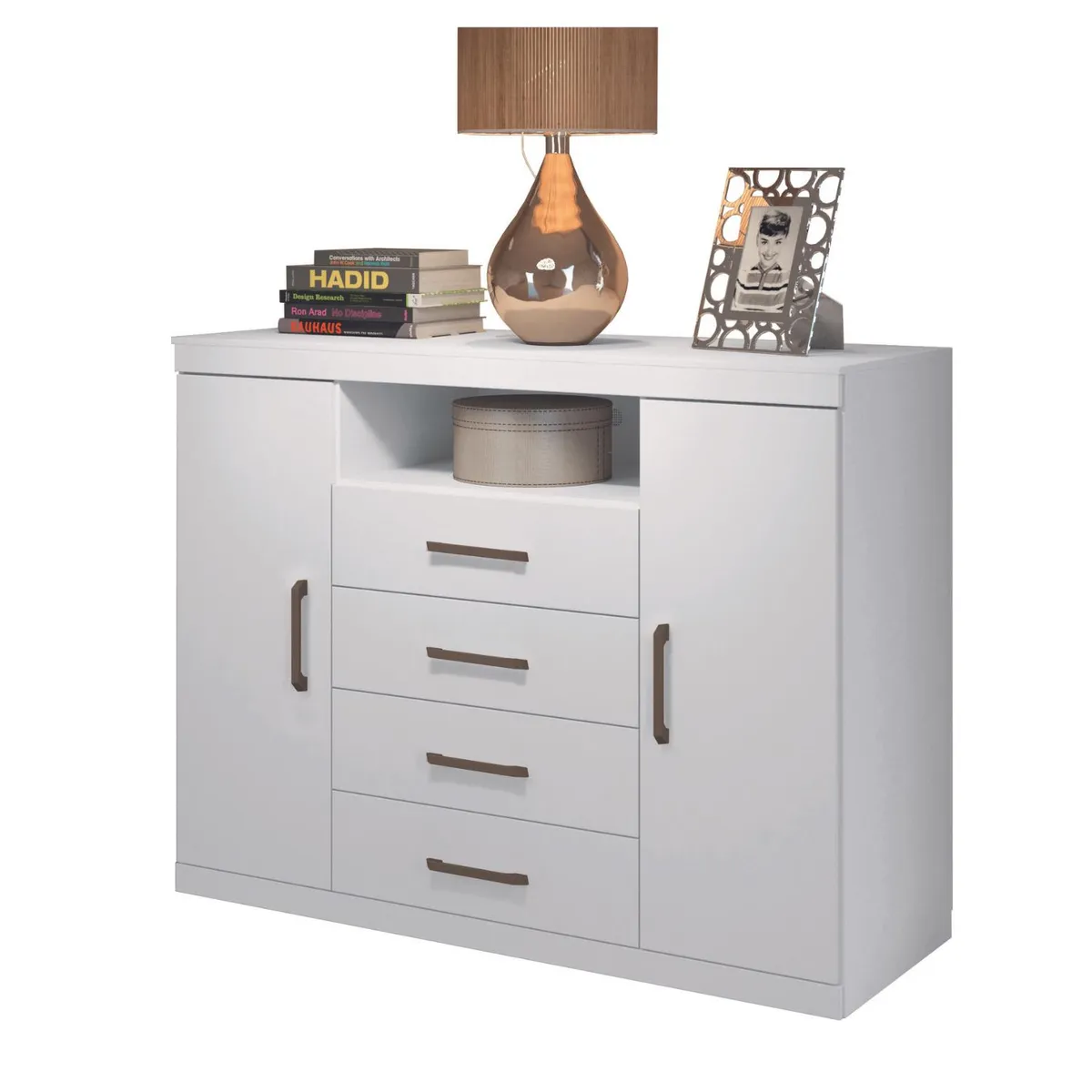 ONESSTA - Cómoda 2 Puertas 4 Cajón(es) Master 129x99x46.8 cm Blanco