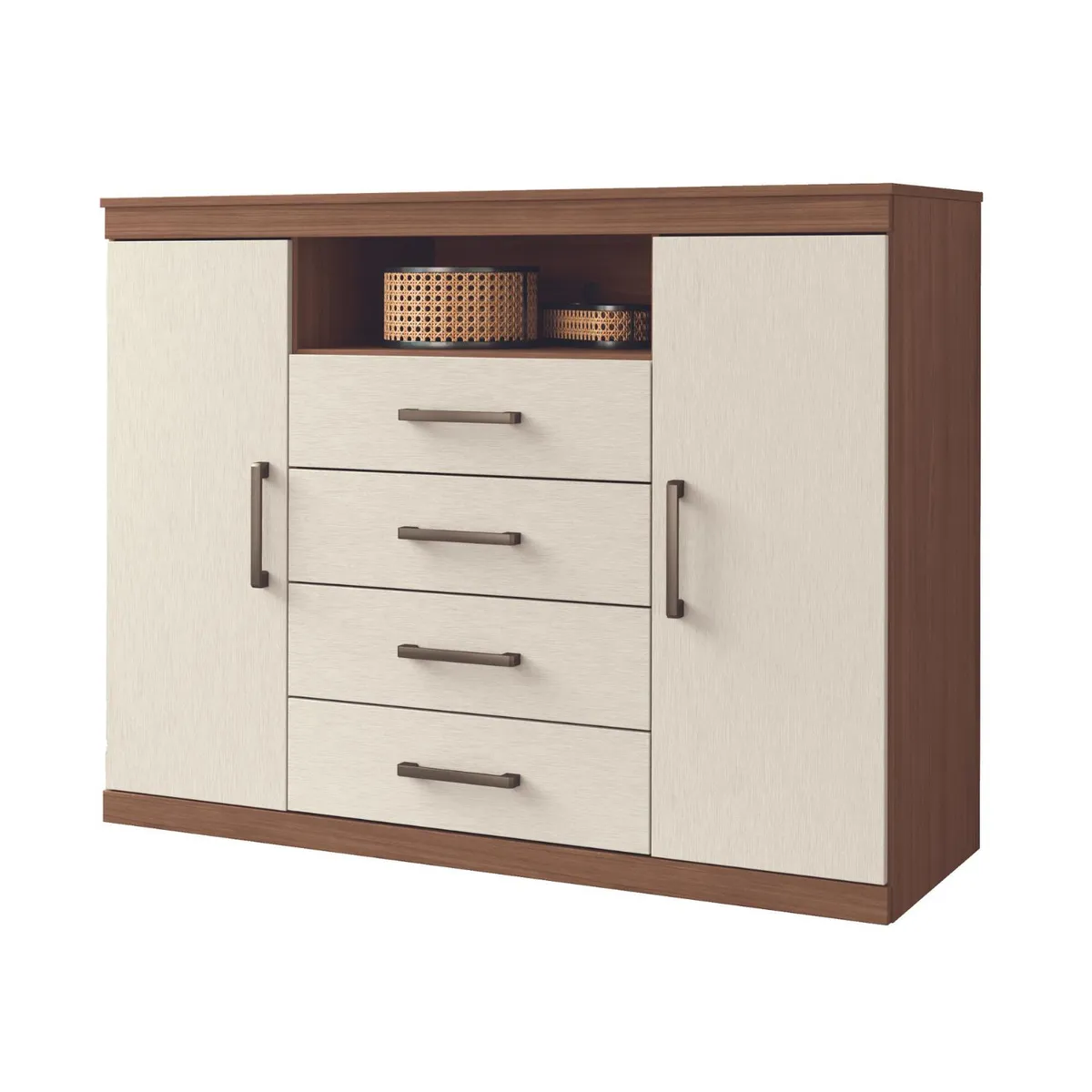 ONESSTA - Cómoda 2 Puertas 4 Cajón(es) Master 129x99x46.8 cm Café