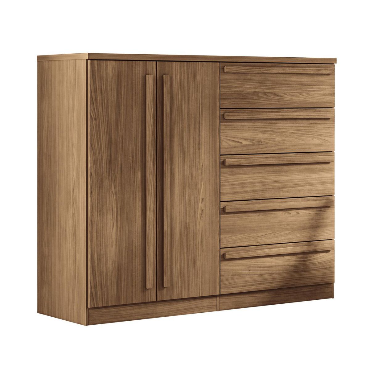 ONESSTA - Cómoda 2 Puertas 5 Cajón(es) Malaga 131x111.5x44.8 cm Café