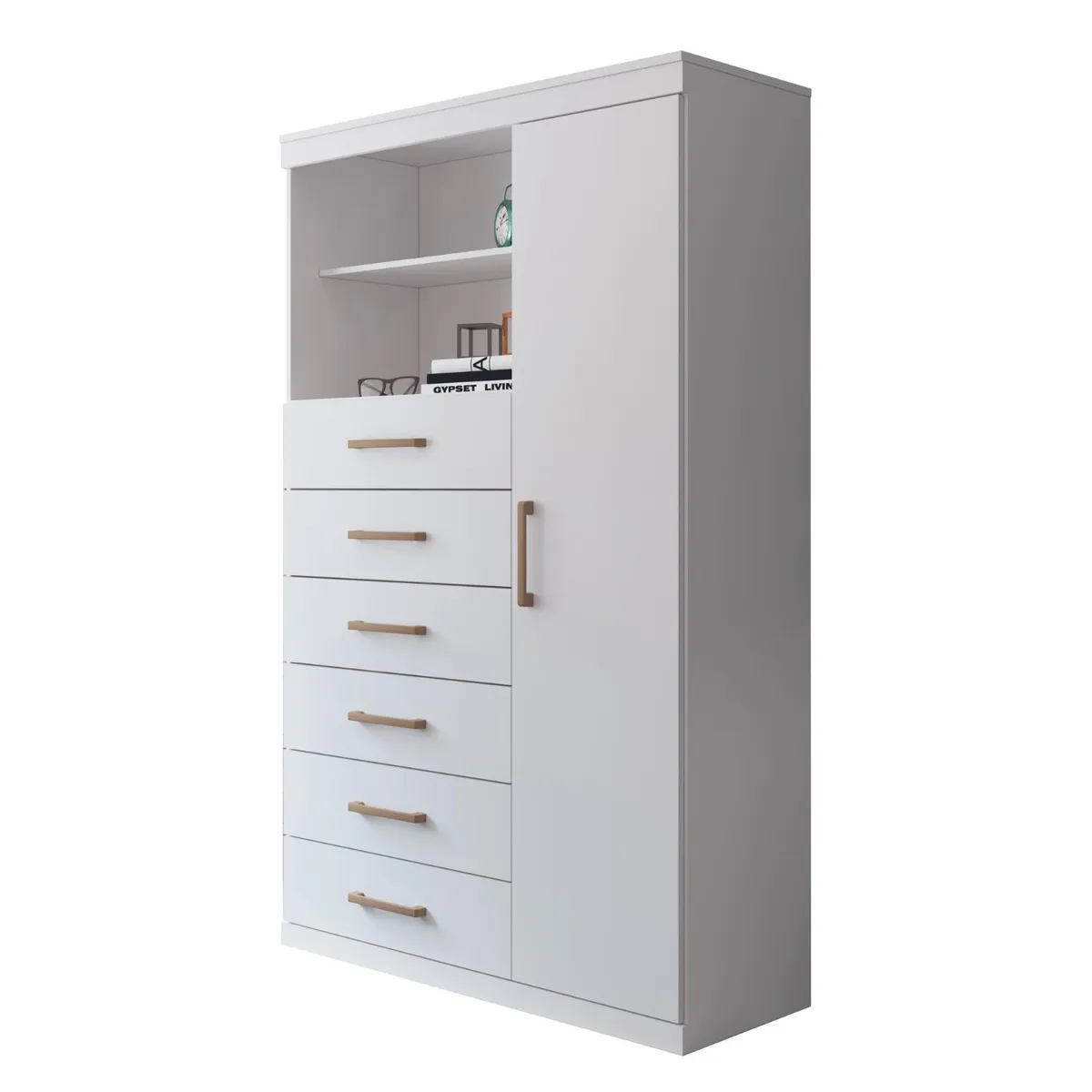 ONESSTA - Cómoda 1 Puerta 6 Cajón(es) Maraba 96.2x163.5x40 cm Blanco