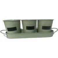 Set 3 Maceteros de Metal 30x10 cm Verde