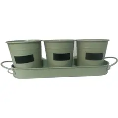 DECOGREEN - Set 3 Maceteros de Metal 30x10 Verde