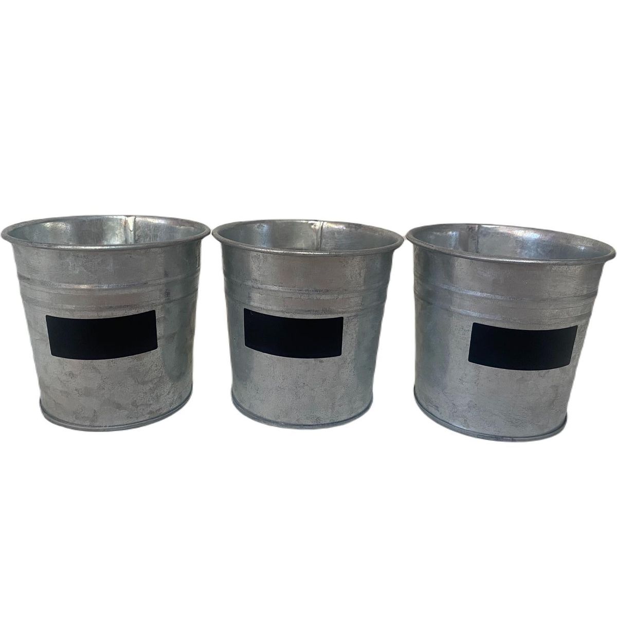 DECOGREEN - Set 3 Maceteros de Metal 30x10 cm Gris