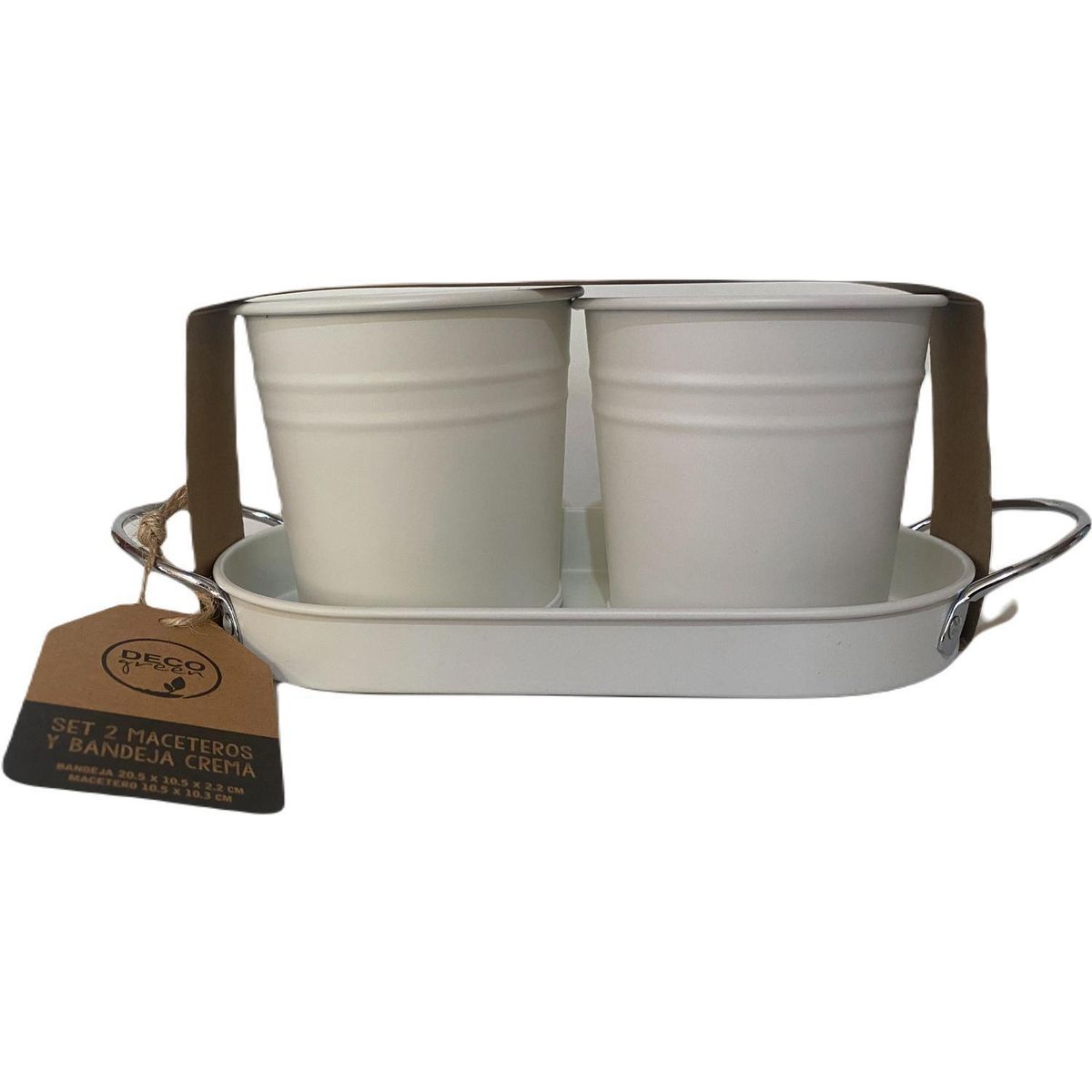 DECOGREEN - Set 2 Maceteros de Metal 20x12 Crema