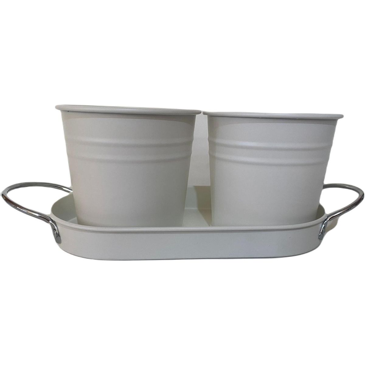 DECOGREEN - Set 2 Maceteros de Metal 20x12 Crema