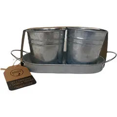 DECOGREEN - Set 2 Maceteros de Metal 20x12 cm Gris