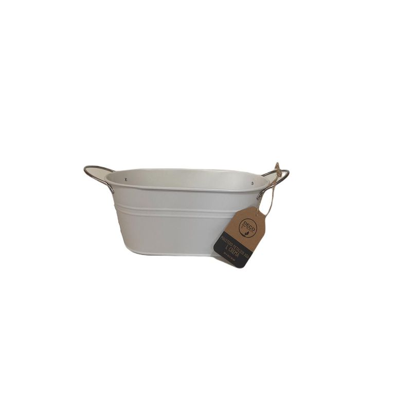 Macetero con Asa de Metal 24x10 cm Crema