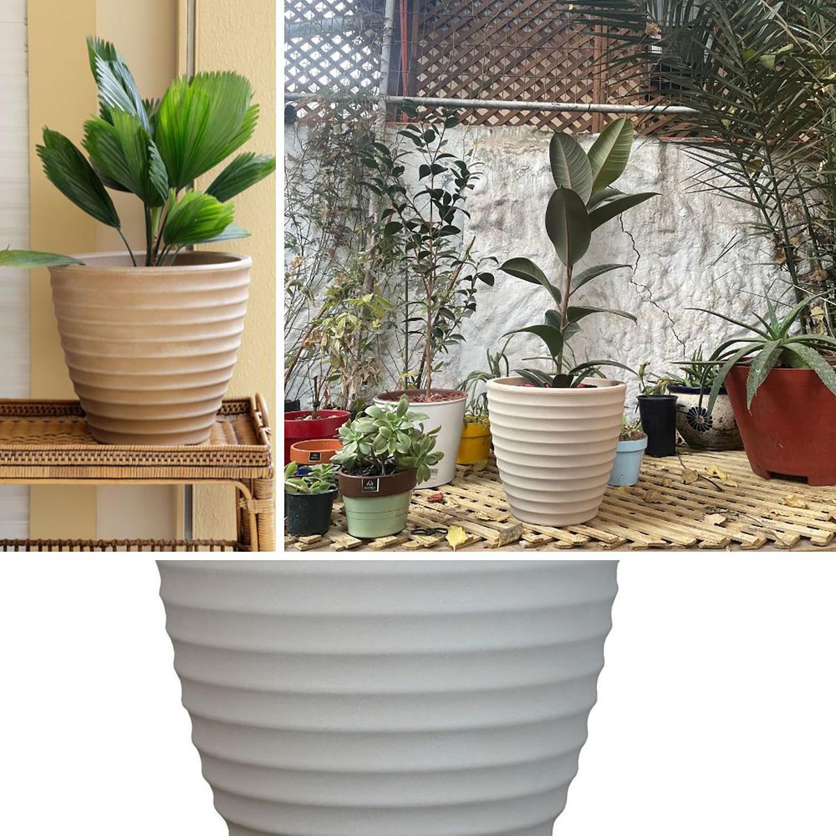 POTTERY - Macetero Rotomoldeado Colmena de Polietileno 33x27 cm Crema