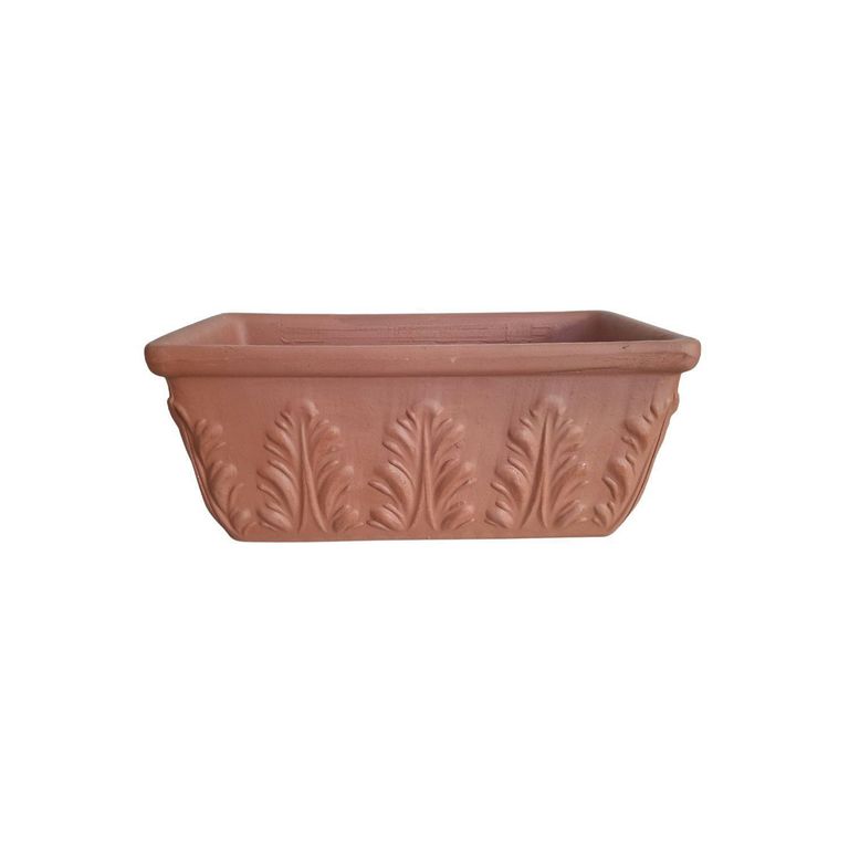 Jardinera Romana Rectangular de Arcilla 17x14.3 Terracota
