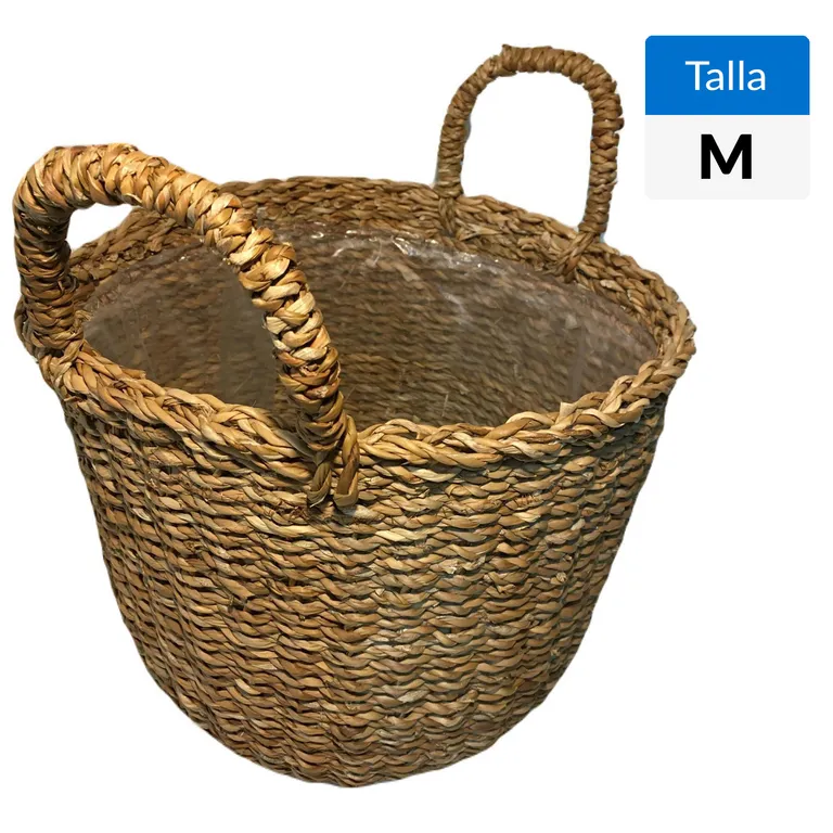 Macetero Canasto Delhi de Fibra de Vidrio 33x28 cm Café