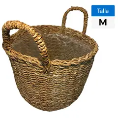 DECOGREEN - Macetero Canasto Delhi de Fibra de Vidrio 33x28 cm Café