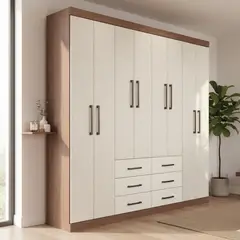 ONESSTA - Clóset Liverpool 8 Puerta(s) 6 Cajón(es) 11 Repisa(s) 212x210x46.3 cm Beige/Café