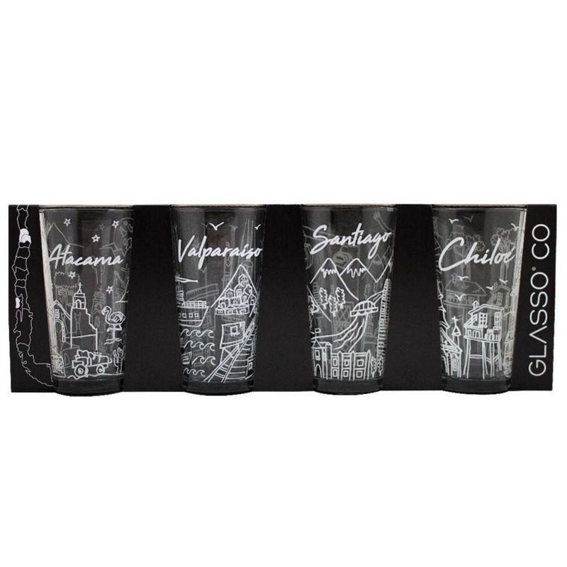 GLASSO - Set 4 Vasos Alto de Vidrio 480 cm3