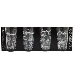 GLASSO - Set 4 Vasos Alto de Vidrio 480 cm3