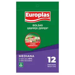 EUROPLAS - Bolsa mediana Gripper Zipper 12 un