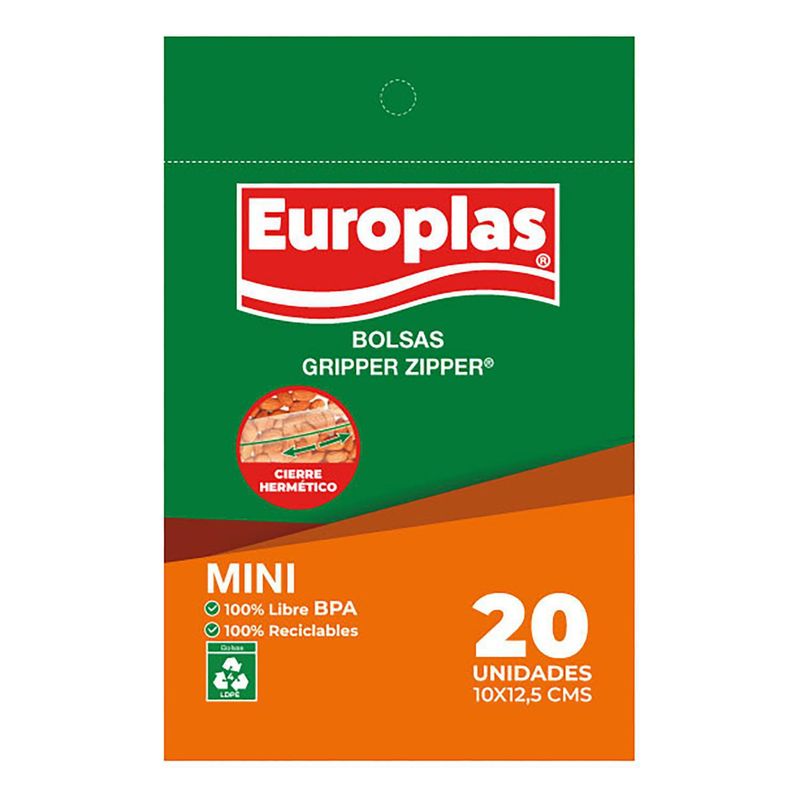 EUROPLAS - Bolsa mini Gripper Zipper 20 un