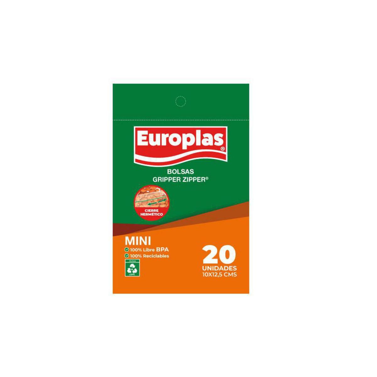 EUROPLAS - Pack De 20 Bolsas Mini Zipper Europlas 250 Ml Transparentes Alimentos