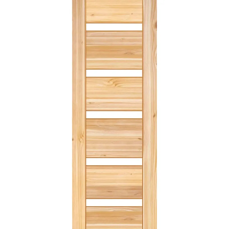 HOLZTEK - Puerta Exterior Madera pino oregón 70x210 cm Modelo 14 Natural