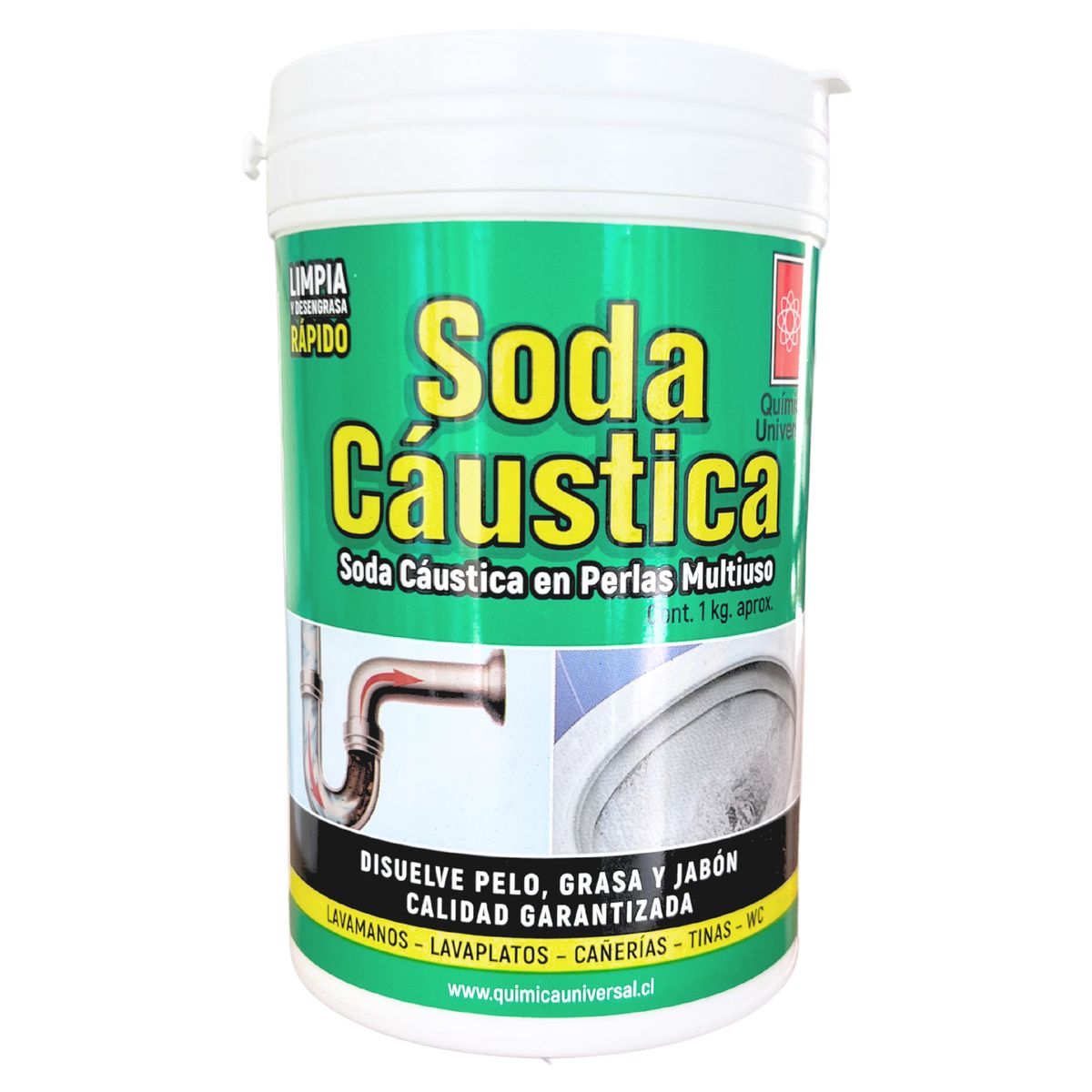 QUIMICA UNIVERSAL - Soda Cáustica Perla 1 kg Tarro
