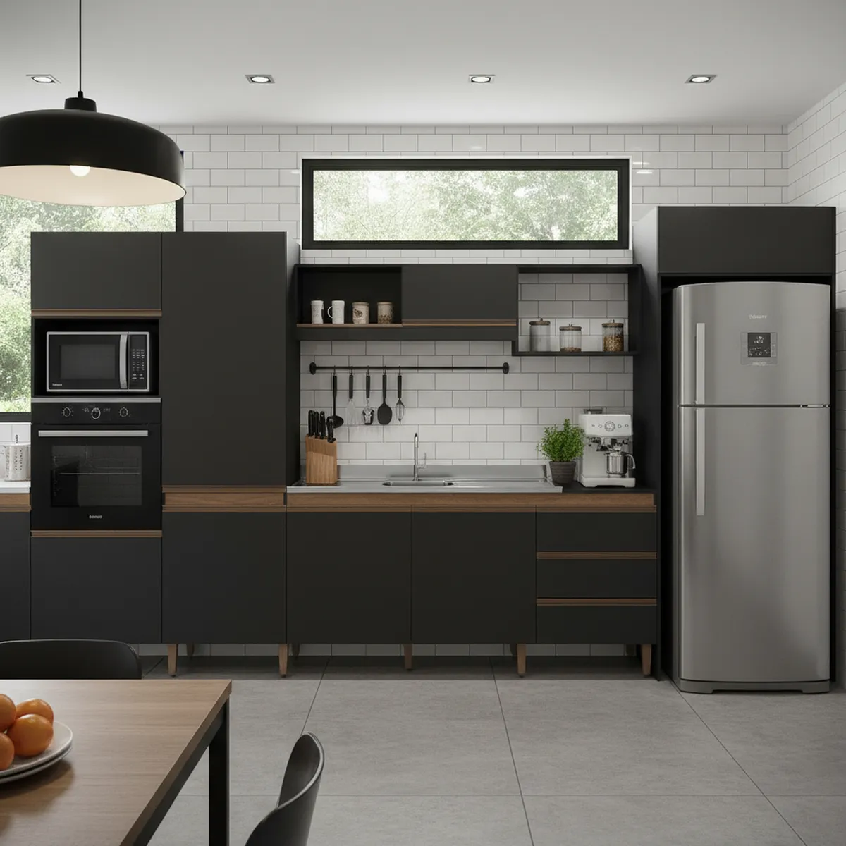 HOGA - Mueble de Cocina Vitoria negro tx avellana