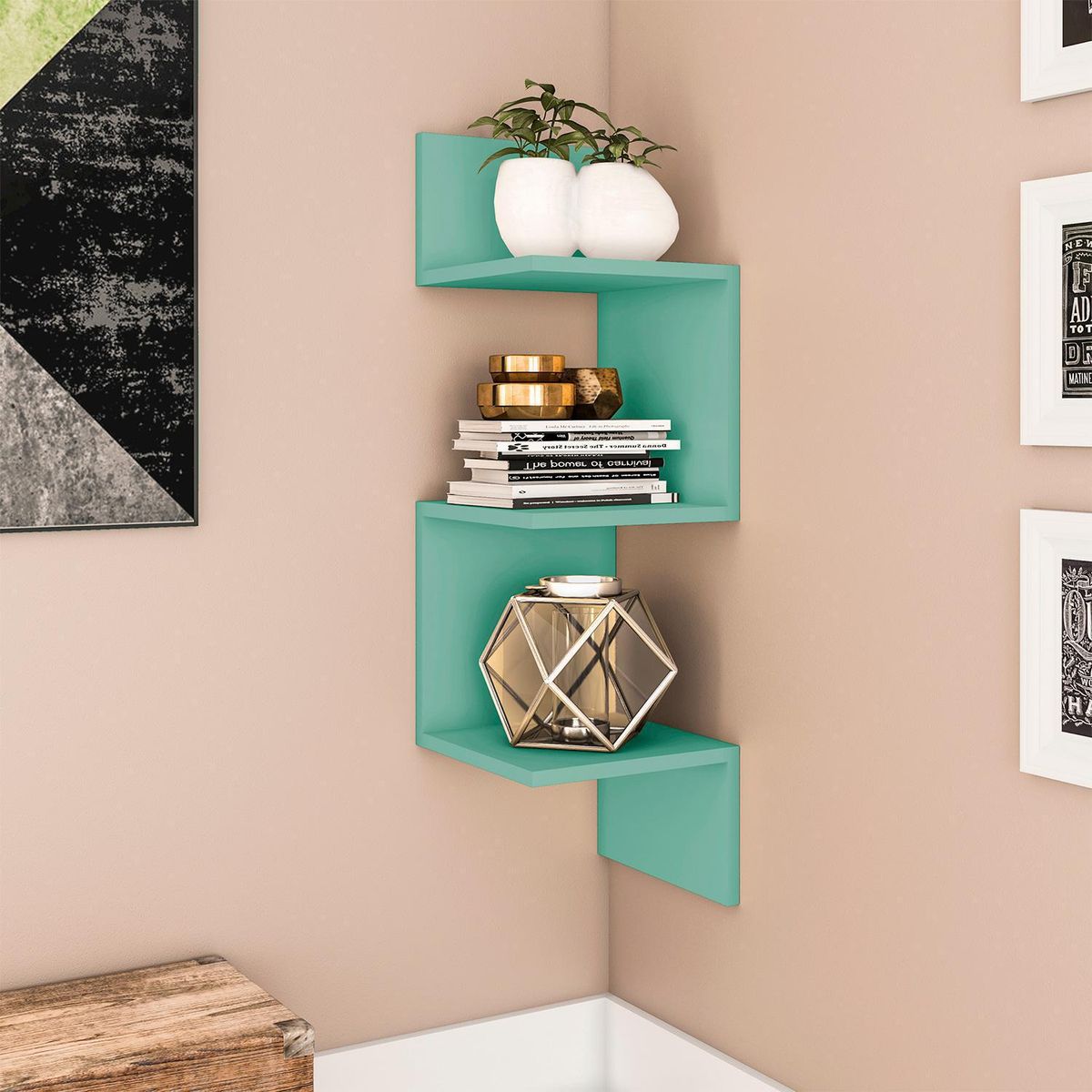 HOGA - Repisa MDP 3 Nivel(es) 25x82x25 cm Oliva