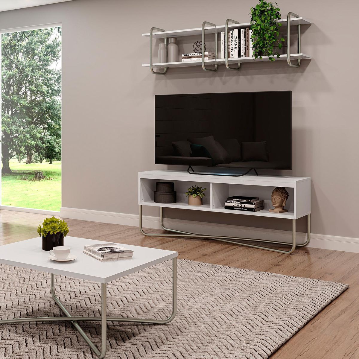 HOGA - Repisa Connect MDP 2 Nivel(es) 70x42x29 cm Blanco