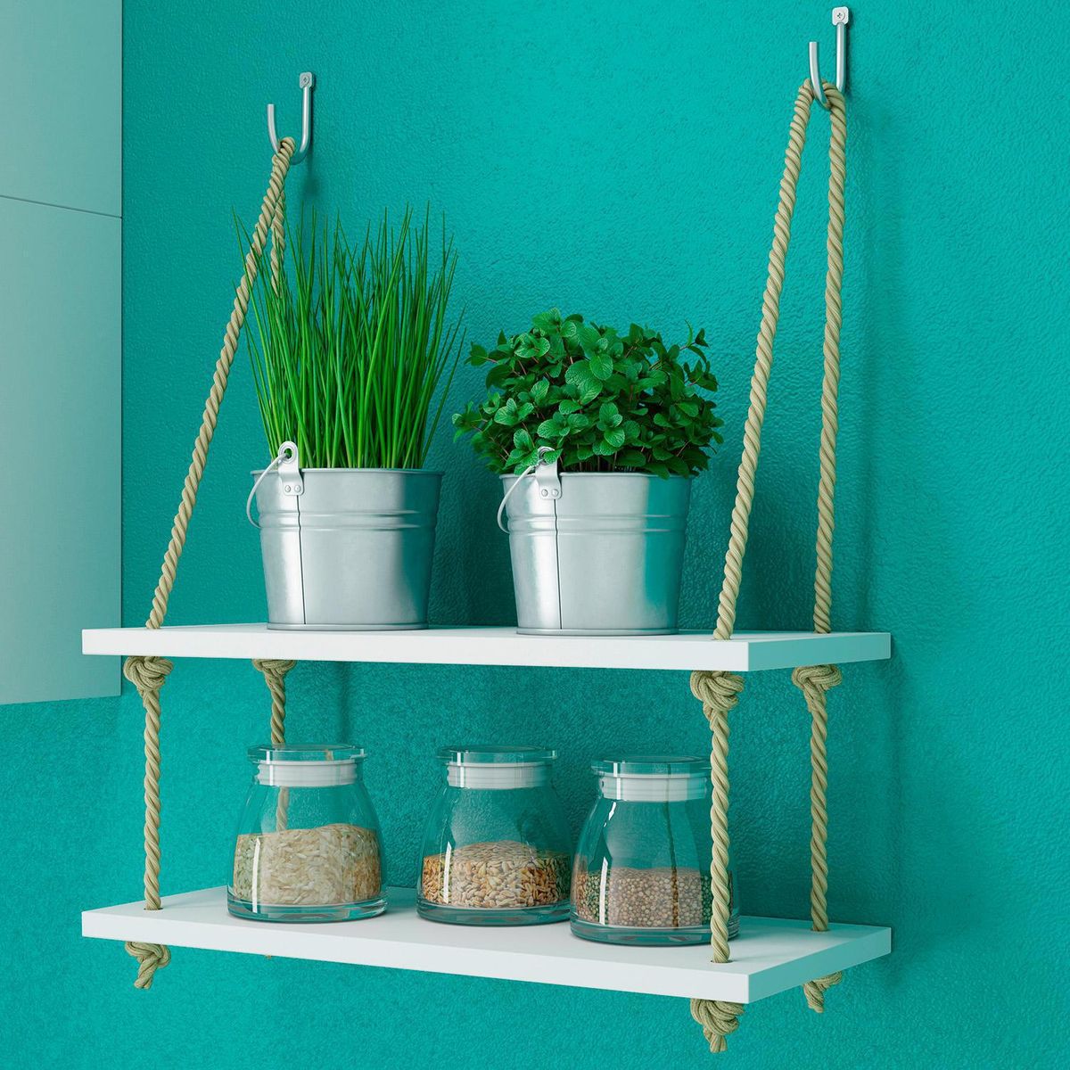 HOGA - Repisa Slim MDP 2 Nivel(es) 45x45x19 cm Blanco