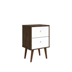 HOGA - Velador 2 Cajón(es) Rustico 45x69x36 cm Blanco