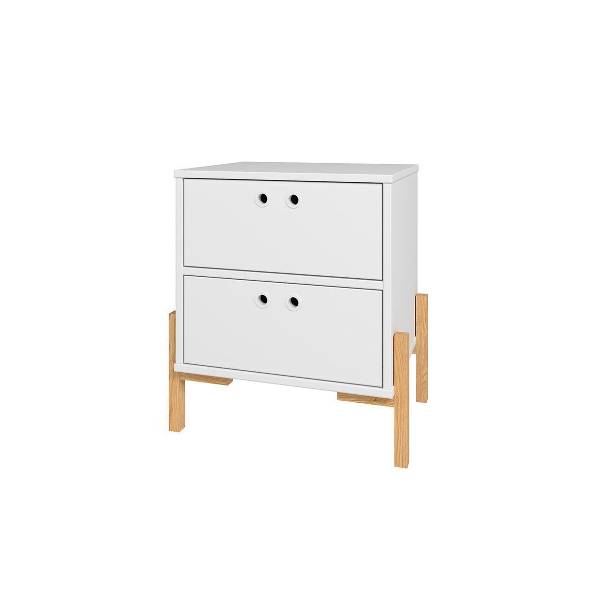 HOGA - Velador 2 Cajón(es) Cormer 50x55x35 cm Blanco