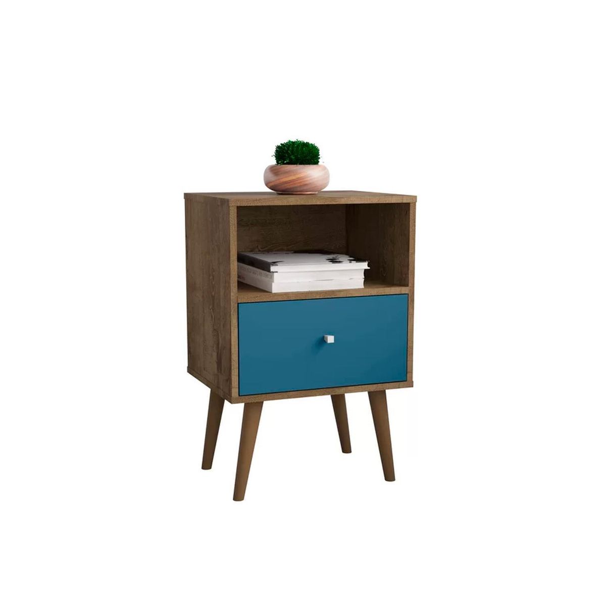 HOGA - Velador 1 Cajón(es) MB2014 45x69x36 cm Rústico/Azul