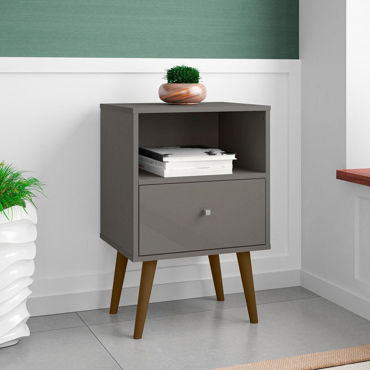 HOGA - Velador 1 Cajón(es) MB2014 45x69x36 cm Gris