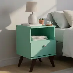 HOGA - Velador 1 Cajón(es) Retro 40x58x38 cm Oliva