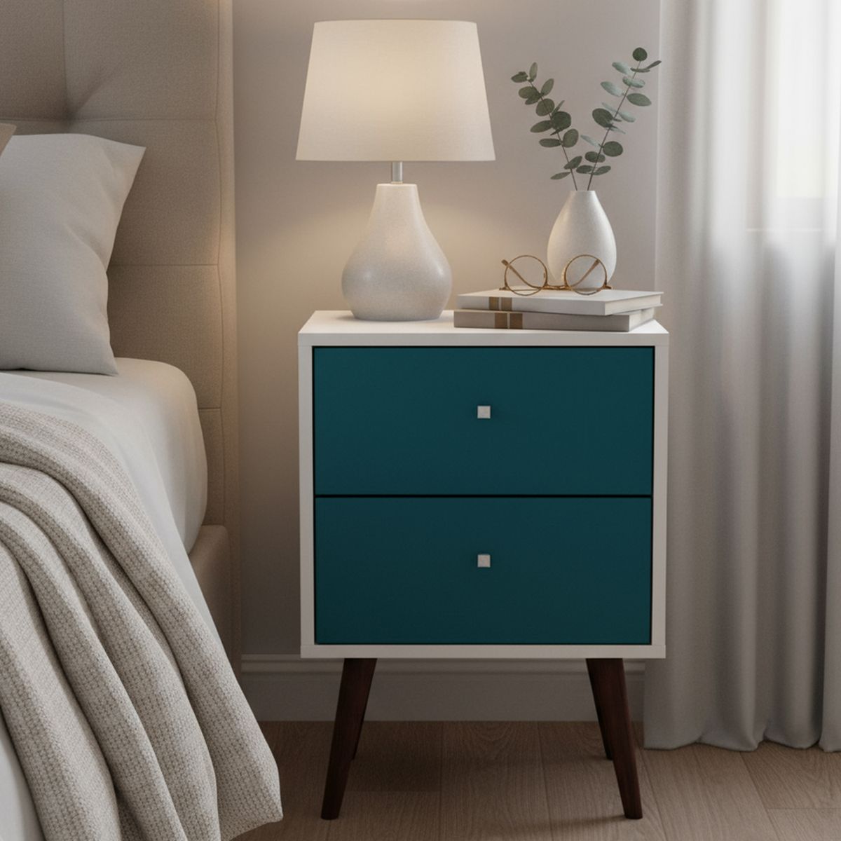 HOGA - Velador 2 Cajón(es) MB2015 45x69x36 cm Blanco