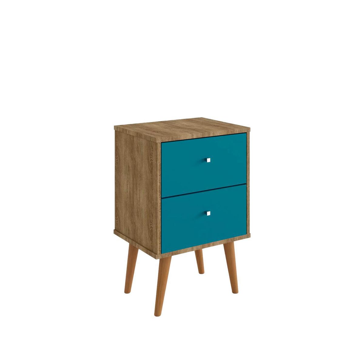 HOGA - Velador 2 Cajón(es) Rústico 45x69x36 cm Azul/Marrón