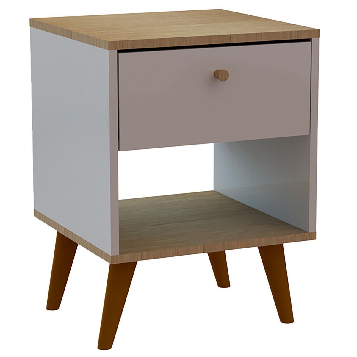 HOGA - Velador 1 Cajón(es) Camelia 40x55x39 cm Blanco