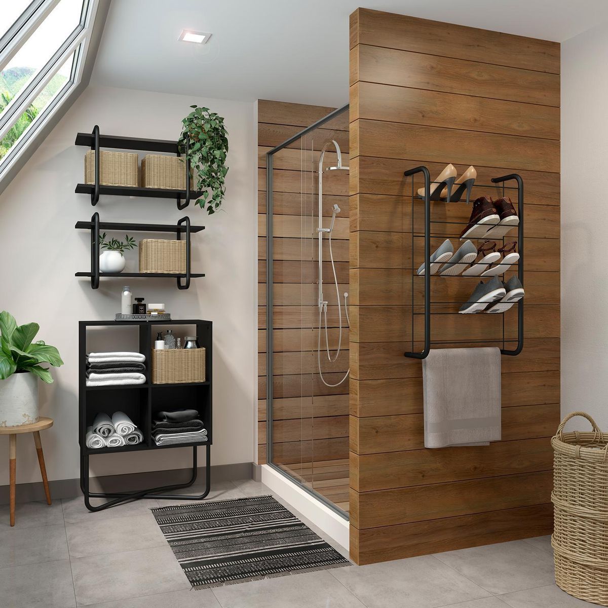 HOGA - Estante Connect MDP 2 Nivel(es) 70x100x36 cm Negro