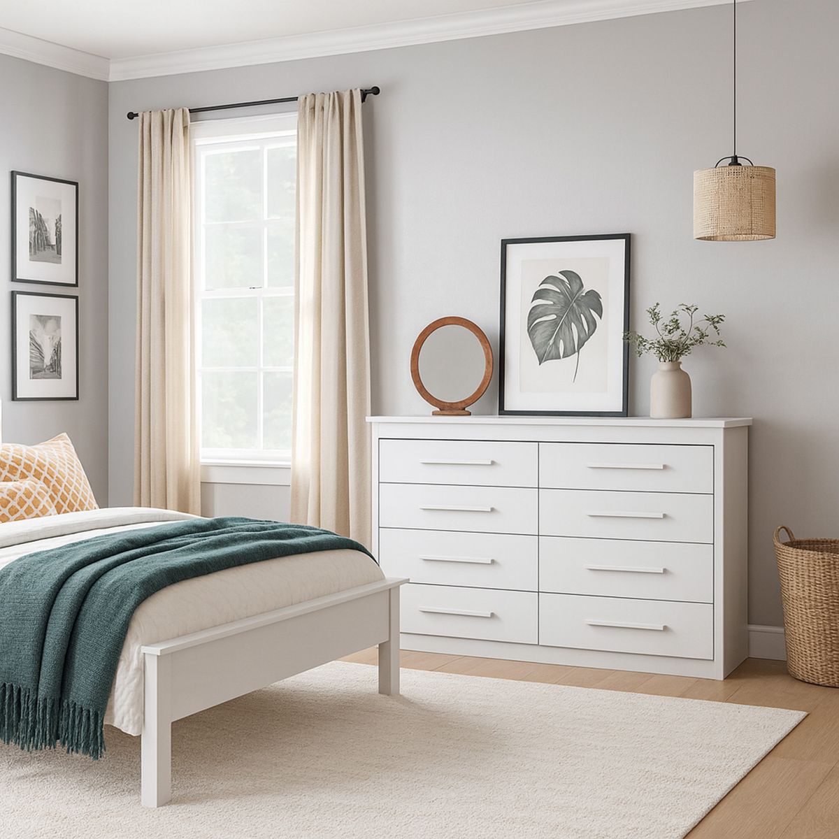 HOGA - Cómoda 8 Cajón(es) Elegance 135x95x48 cm Blanco