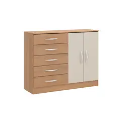 HOGA - Cómoda 2 Puertas 5 Cajón(es) Laura 119x93x38 cm Marrón Claro