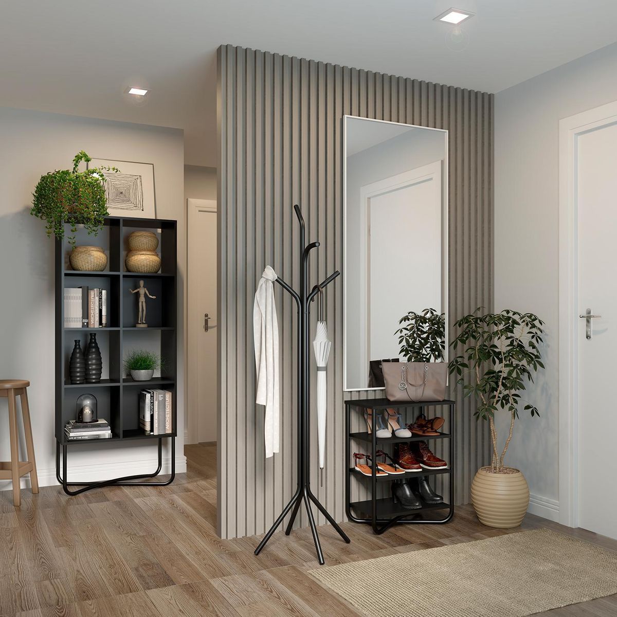 HOGA - Estante Connect MDP 4 Nivel(es) 70x170x36 cm Negro