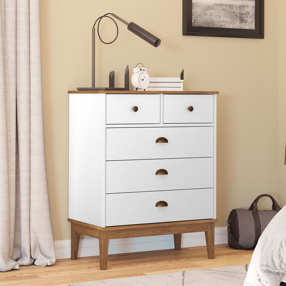 HOGA - Cómoda 5 Cajón(es) Colonial 70x90x41 cm Blanco