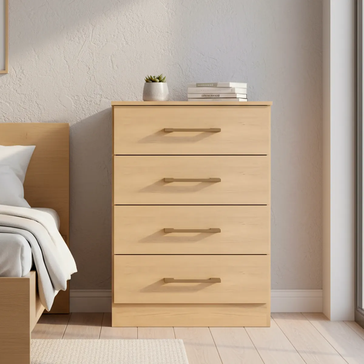 HOGA - Cómoda 4 Cajón(es) Micaela 56x93x39 cm Marrón Claro