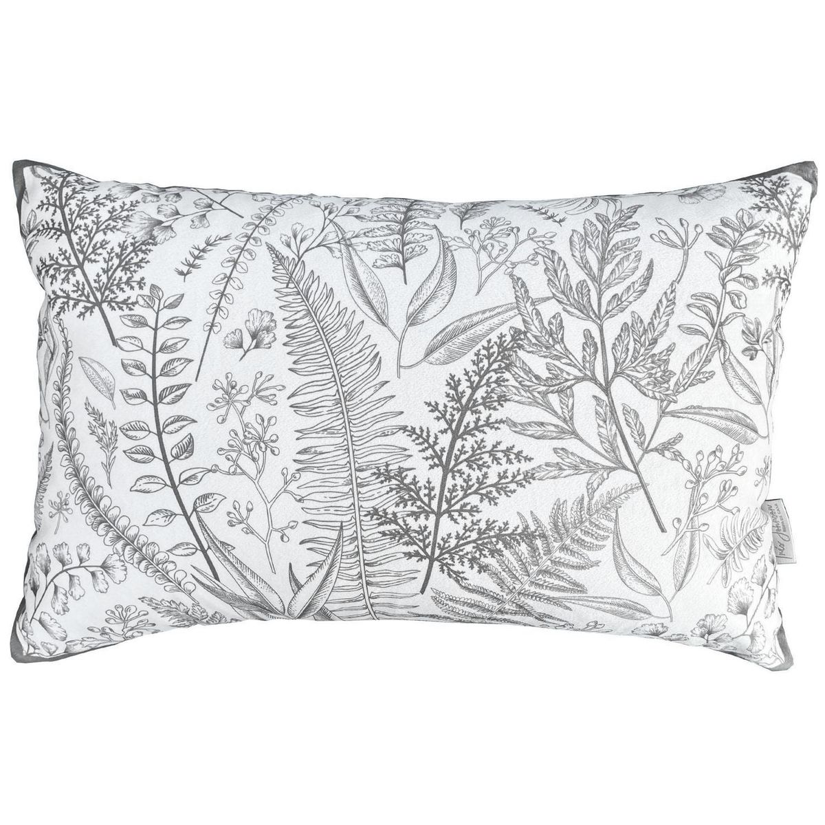INES JOHNSON - Cojín Helechos Gris y blanco 50x33 cm