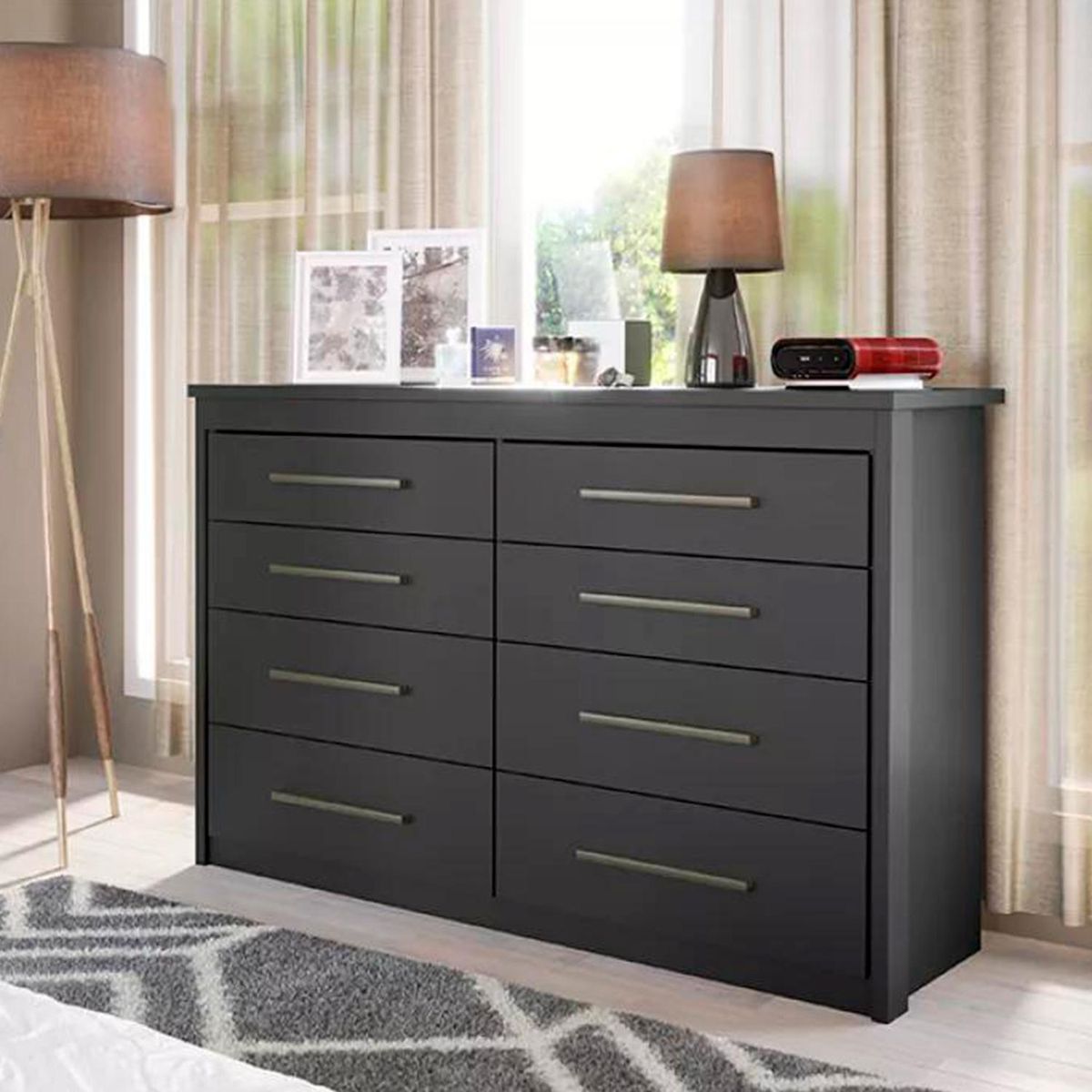 HOGA - Cómoda 8 Cajón(es) Elegance 135x95x48 cm Negro