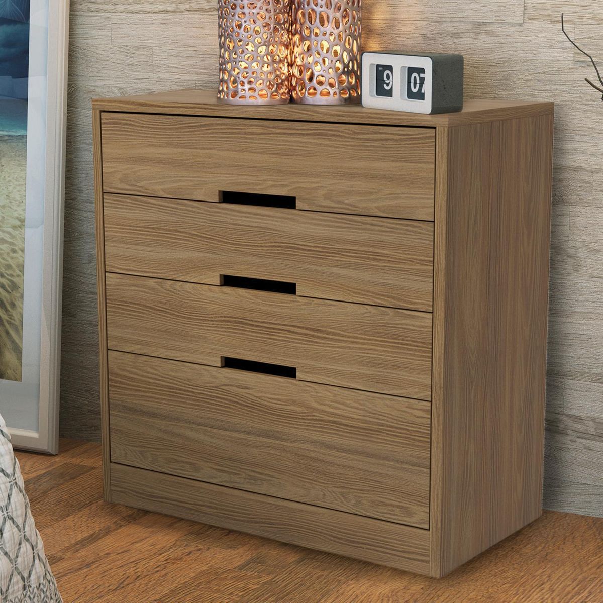 HOGA - Cómoda 4 Cajón(es) Genova 91x94x47 cm Rústico